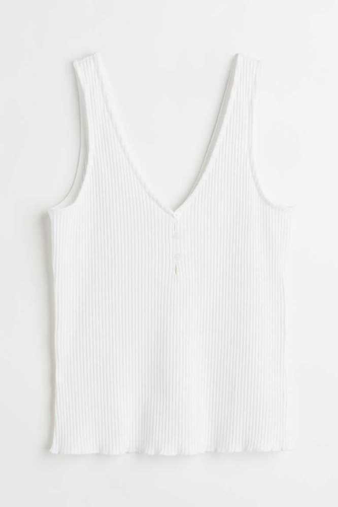 H&M Gerippt Button-front Tank Oberteile Damen Dunkelbeige | 0385-VORWK