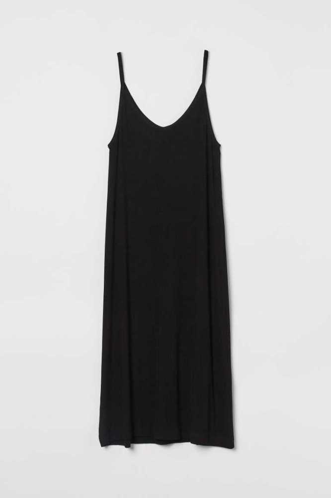 H&M Gerippt Jersey Kleider Damen Hellgrau Braun | 0728-IVEBJ