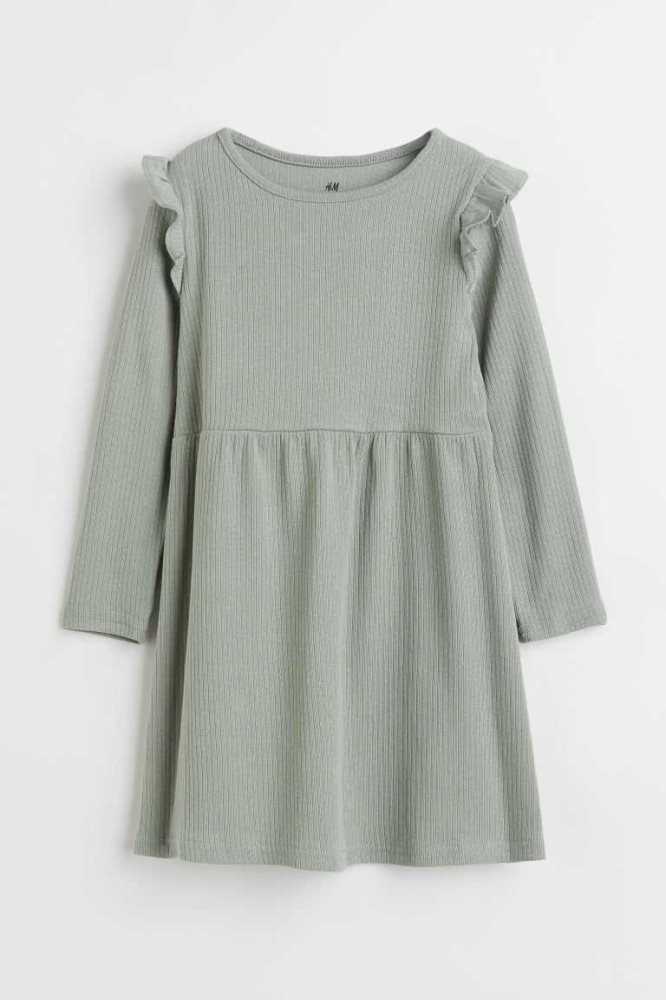 H&M Gerippt Jersey Kurzes Kleid Kinder Beige Rosa | 0659-LBRHC