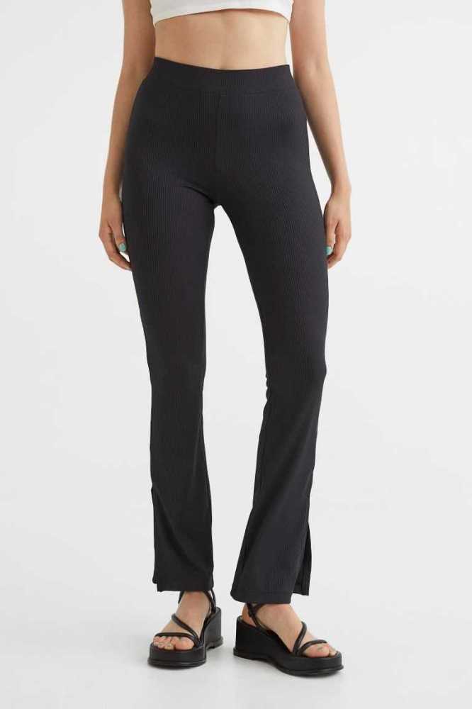 H&M Gerippt Leggings Hose Damen Dunkelgrau | 2680-REHQO