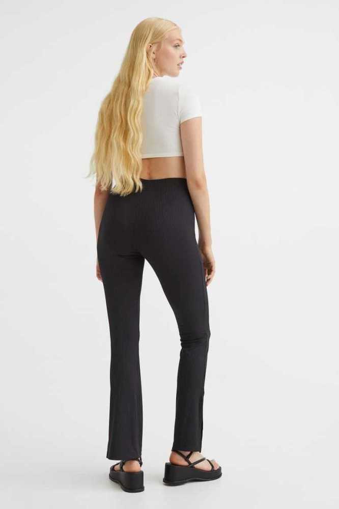 H&M Gerippt Leggings Hose Damen Dunkelgrau | 2680-REHQO