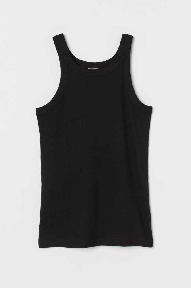 H&M Gerippt Tank Oberteile Damen Hellgelb | 5827-THXEK