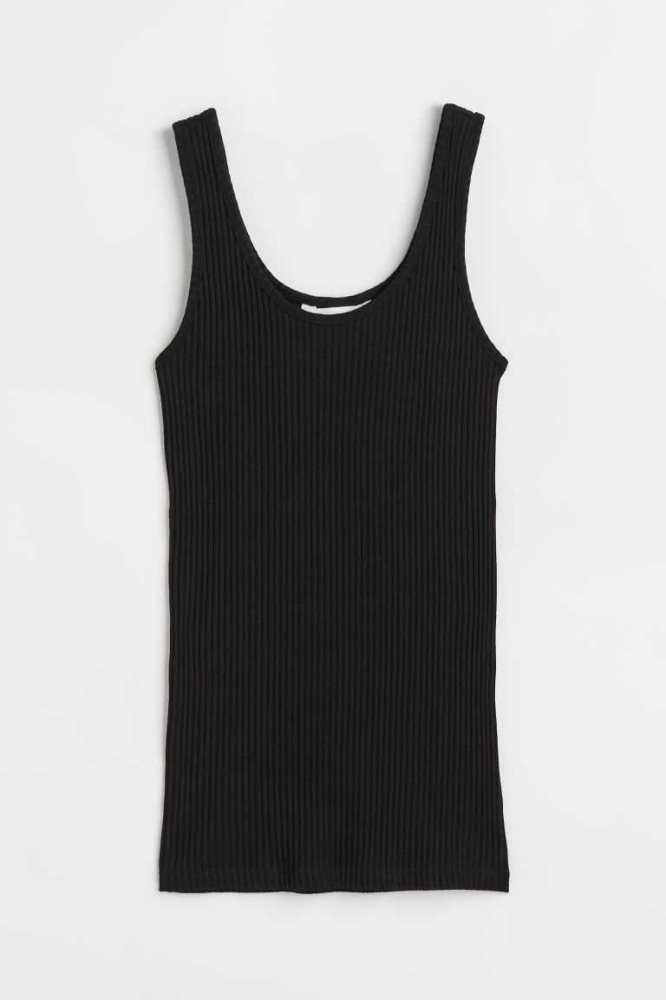 H&M Gerippt Tank Oberteile Damen Weiß | 2306-YTACP