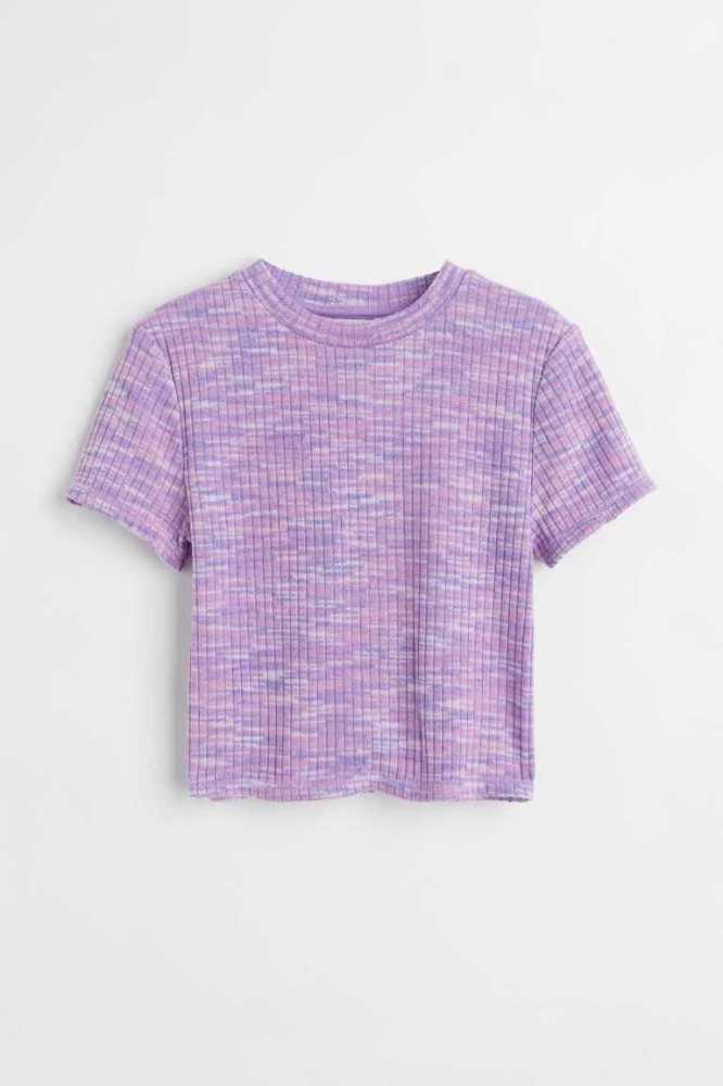 H&M Gerippt Top Jersey Kinder Rosa | 1329-FUTCY