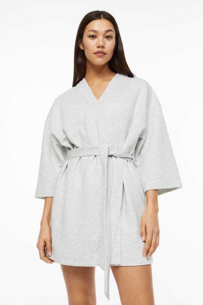 H&M Gesteppt Jersey Bathrobe Nachtwäsche Damen Hellgrau | 1823-QHDKU