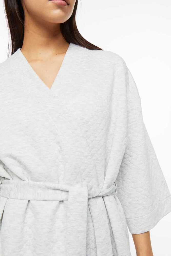 H&M Gesteppt Jersey Bathrobe Nachtwäsche Damen Hellgrau | 1823-QHDKU