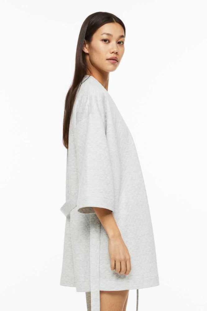 H&M Gesteppt Jersey Bathrobe Nachtwäsche Damen Hellgrau | 1823-QHDKU