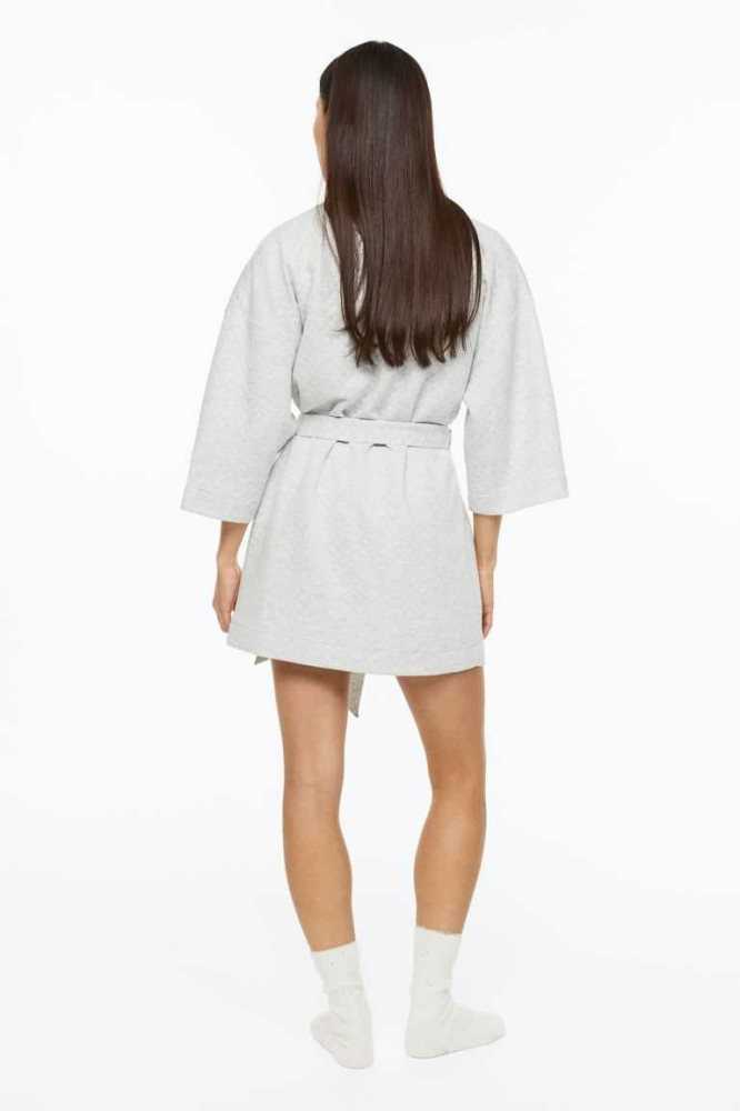 H&M Gesteppt Jersey Bathrobe Nachtwäsche Damen Hellgrau | 1823-QHDKU