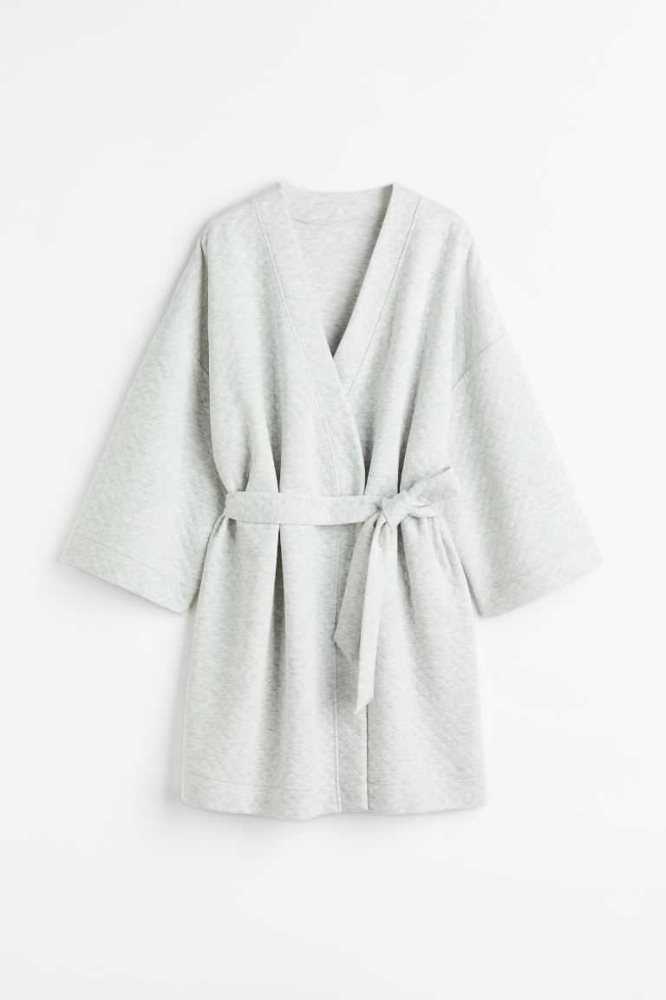 H&M Gesteppt Jersey Bathrobe Nachtwäsche Damen Hellgrau | 1823-QHDKU