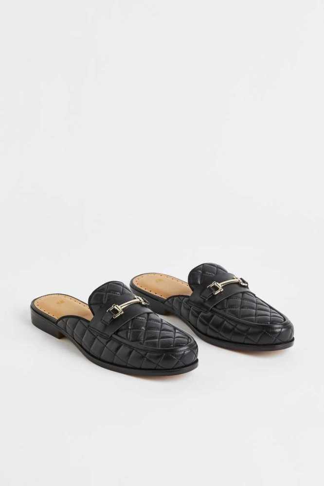 H&M Gesteppt Mule Loafers Herren Schwarz | 2539-SMHBG