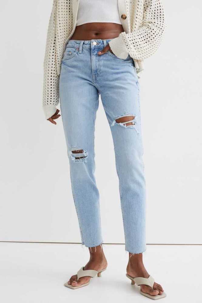 H&M Girlfriend Regular Jeans Damen Blau | 3268-LJXKS