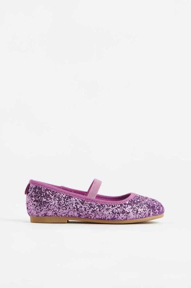 H&M Glittery Ballet Flache Schuhe Kinder Lila | 3046-IHALU