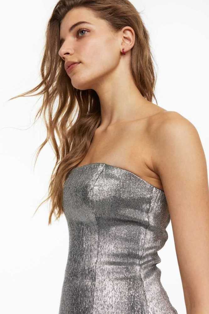 H&M Glittery Bandeau-style Kleider Damen Silber | 2710-FRWAH