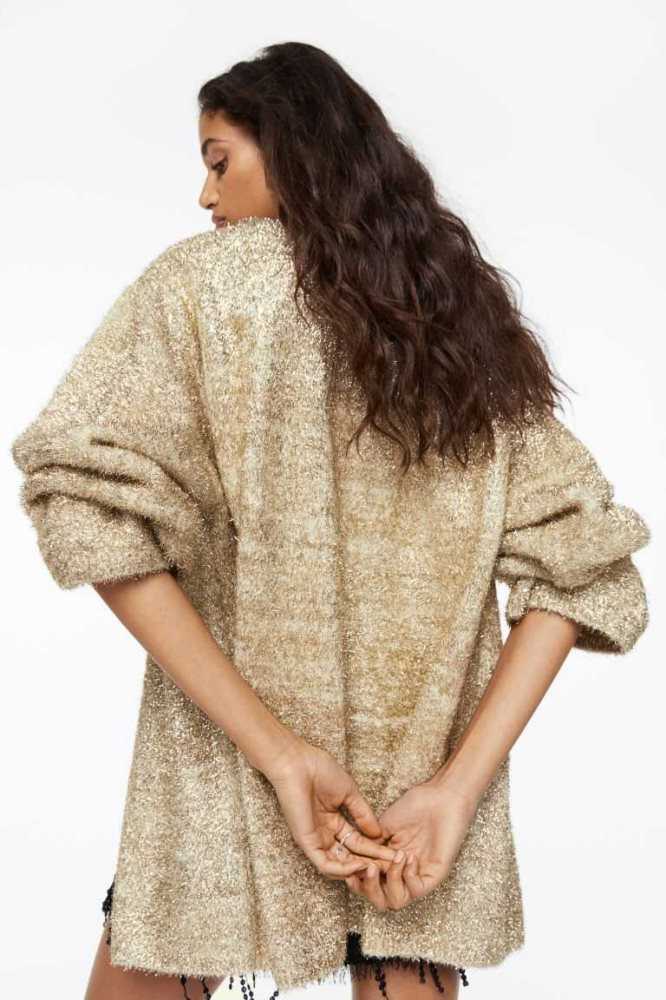 H&M Glittery Cardigan Pullover Damen Beige | 1309-LNWDP