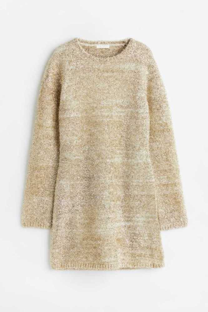 H&M Glittery Cut-out Kleider Damen Beige | 5807-YMJLW