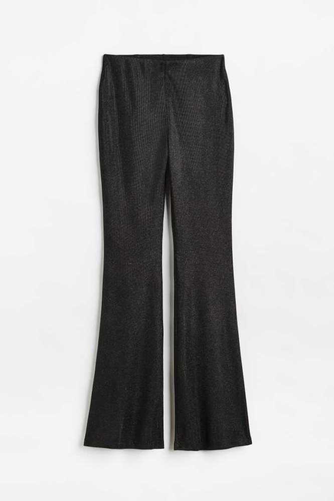 H&M Glittery Flared Leggings Hose Damen Schwarz | 9863-REVLA