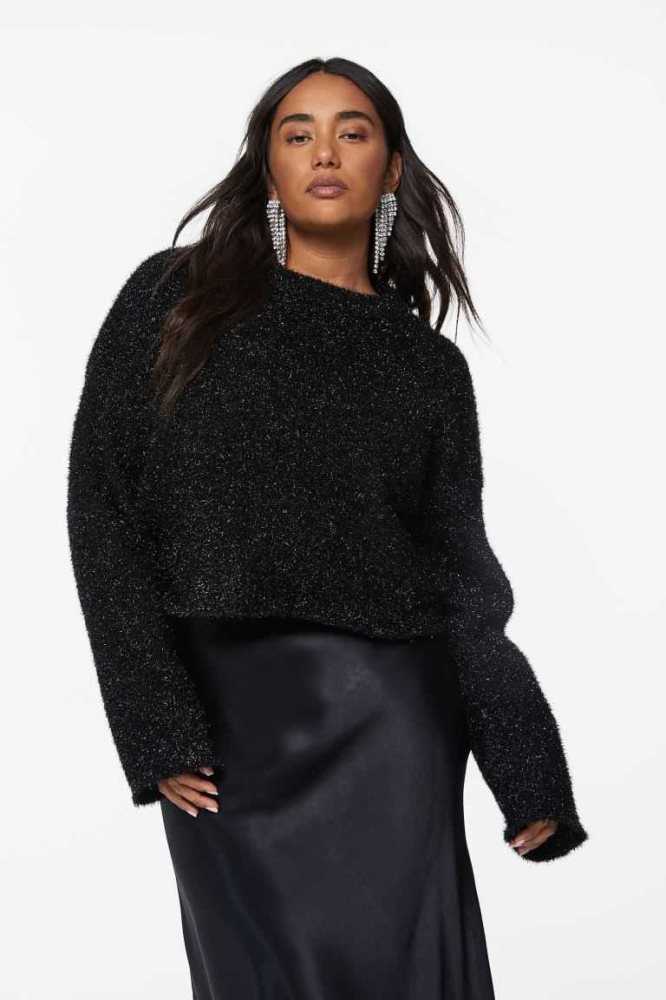 H&M Glittery Pullover Damen Schwarz | 6908-TNDHQ