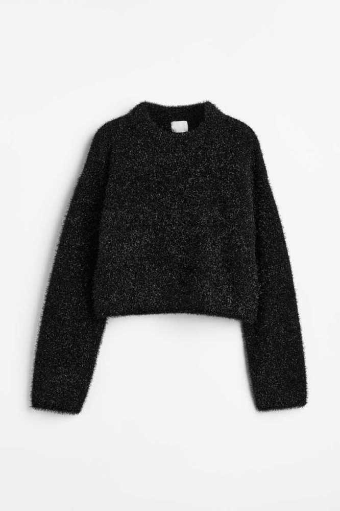 H&M Glittery Pullover Damen Schwarz | 6908-TNDHQ