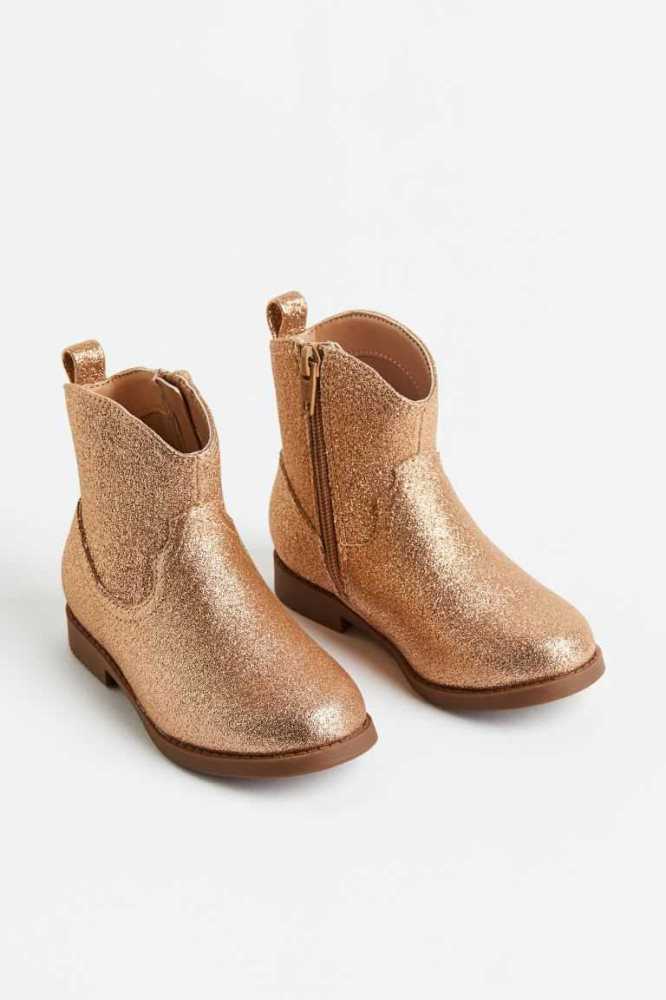 H&M Glittery Stiefel Kinder Gold | 0875-GVFBC