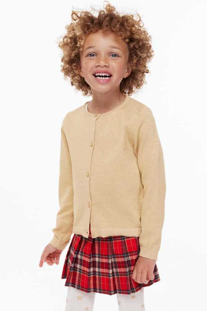 H&M Glittery Strickjacke Kinder Beige | 9516-TUOKN