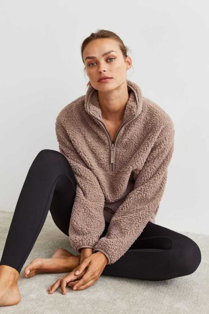 H&M Half-zip Fleece Top Loungewear Damen Weiß | 2801-BKJQV