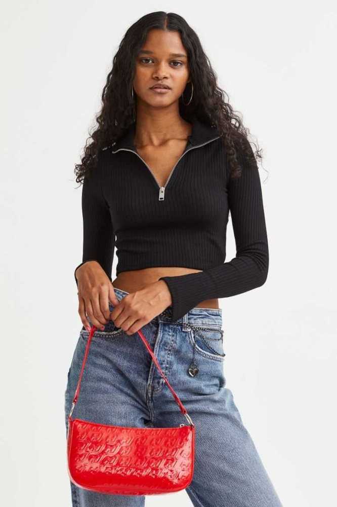 H&M Half-zip Rib-knit Oberteile Damen Weiß | 1649-IOPDU