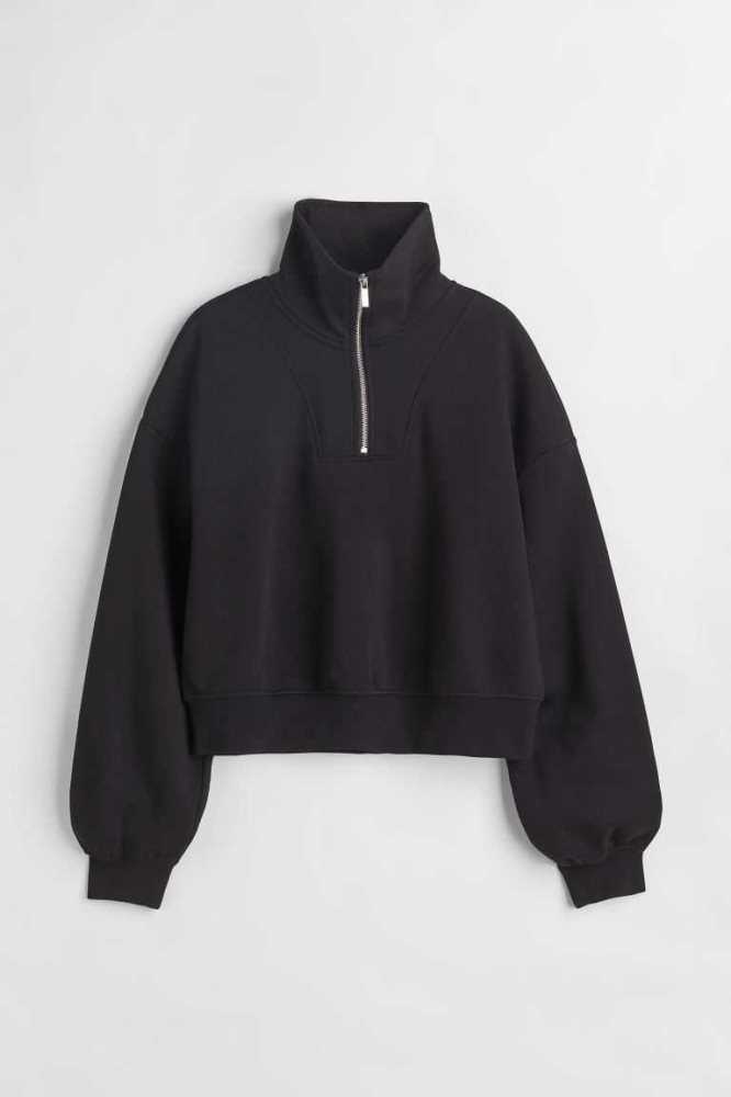 H&M Half-zip Sweatshirt Damen Dunkelbraun | 2068-MJLCI