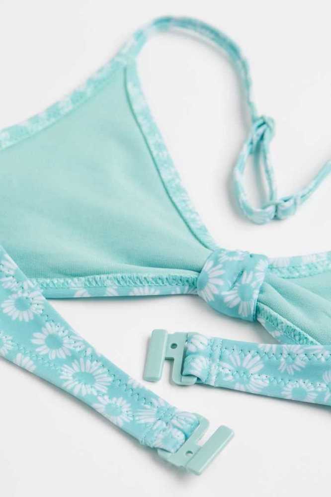 H&M Halterneck Bikini Bademode Kinder Hellblau | 0673-YTOXV