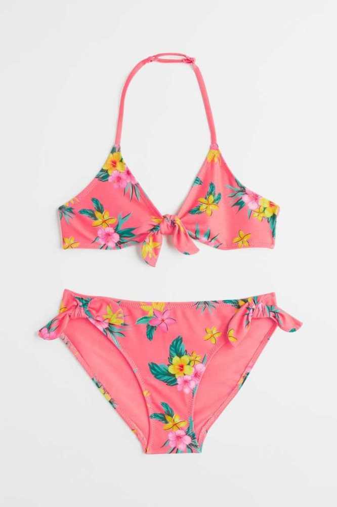 H&M Halterneck Bikini Bademode Kinder Hellblau | 0673-YTOXV