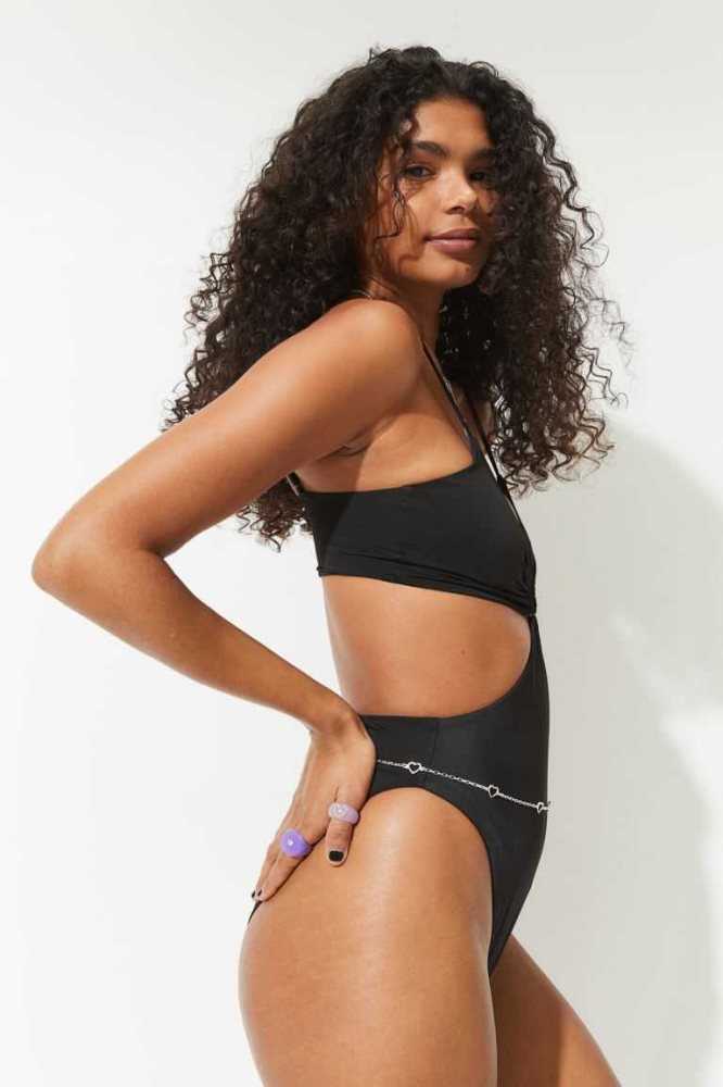 H&M High Leg Cut-out Swimsuit Strandkleidung Damen Lila | 3860-WMJSA