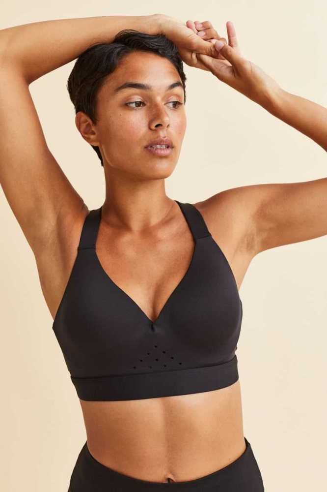 H&M High Support Sports Bra Unterwäsche Damen Schwarz | 3508-TVXDA