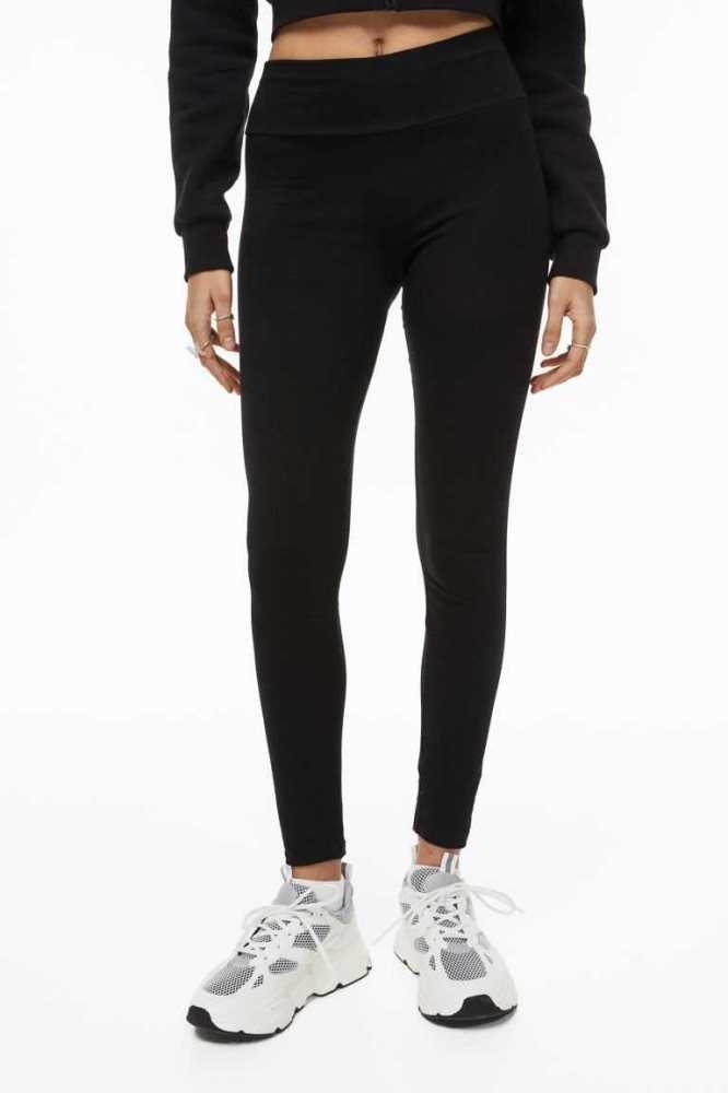 H&M High Taille Leggings Hose Damen Schwarz | 1409-KVRME