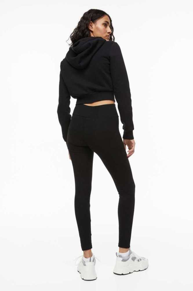 H&M High Taille Leggings Hose Damen Schwarz | 1409-KVRME