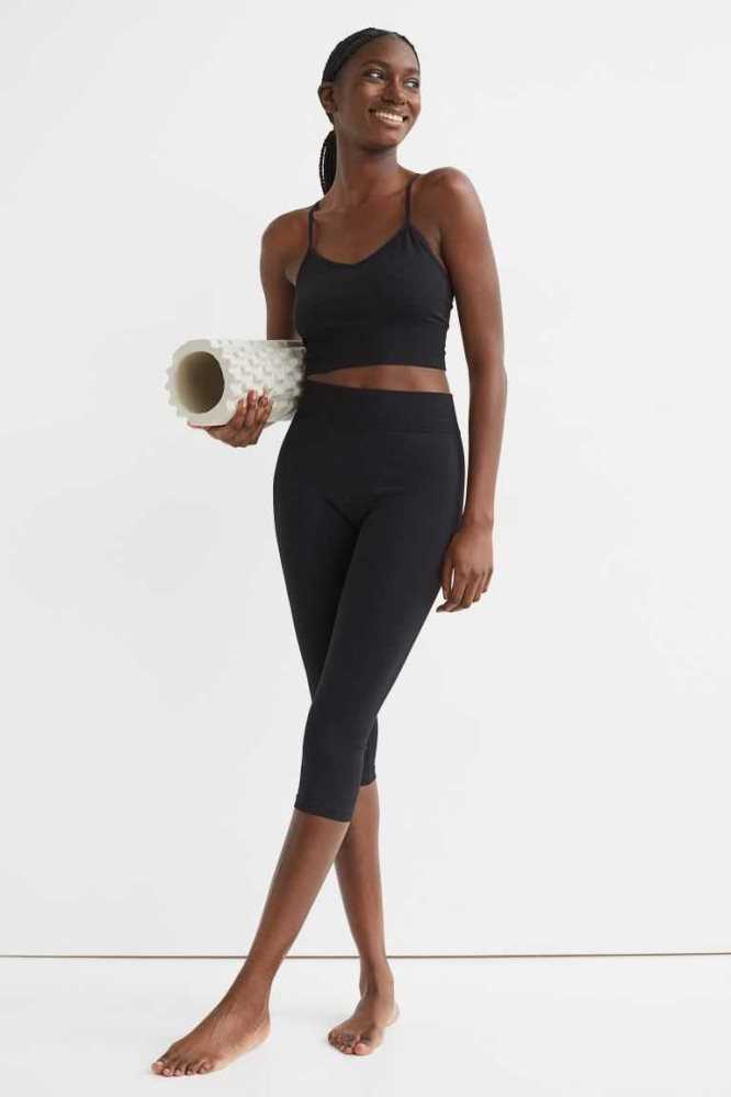 H&M High Taille Sports Leggings Hose Damen Schwarz | 8276-IATSH