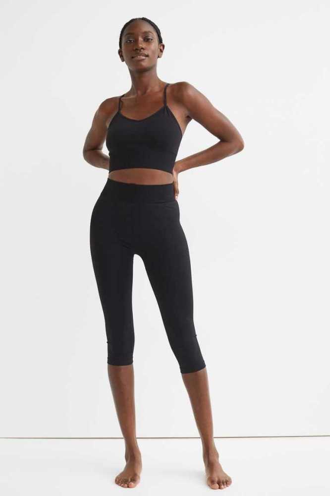 H&M High Taille Sports Leggings Hose Damen Schwarz | 8276-IATSH