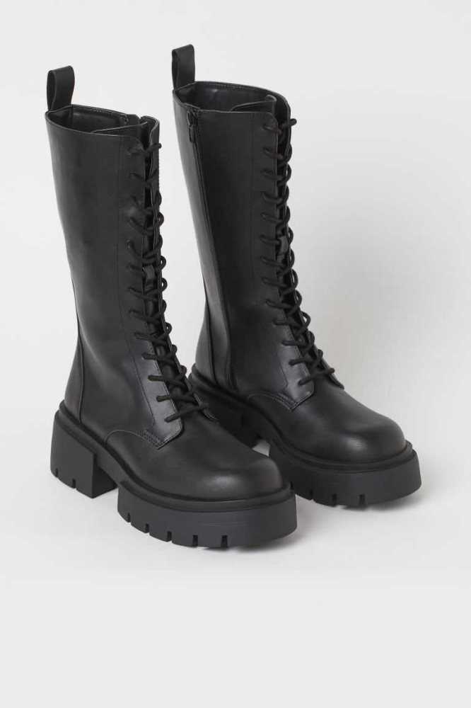 H&M High-profile Stiefel Damen Schwarz | 3156-EFYLS