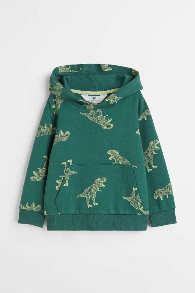 H&M Hoodie Kinder Dunkelgrün | 8574-FALZN