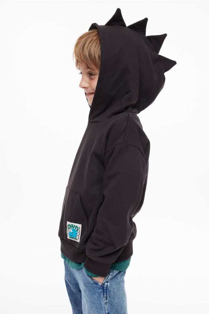 H&M Hoodie Kinder Schwarz | 2813-PRHLQ