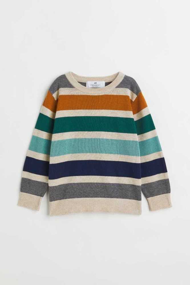 H&M Jacquard-knit Baumwoll Pullover Kinder Hellblau | 8635-WNOUS