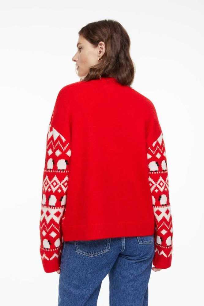 H&M Jacquard-knit Pullover Damen Hellgrau | 9457-NIYEU