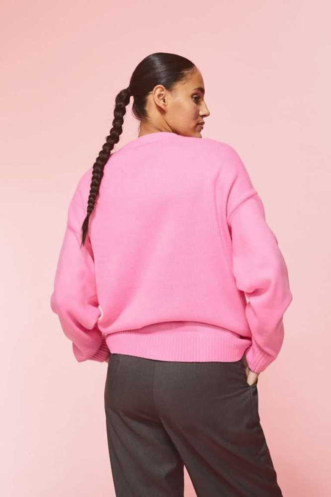 H&M Jacquard-knit Pullover Damen Rosa | 0639-FOZMH