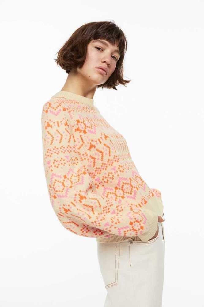 H&M Jacquard-knit Pullover Damen Rosa | 5423-KHARE