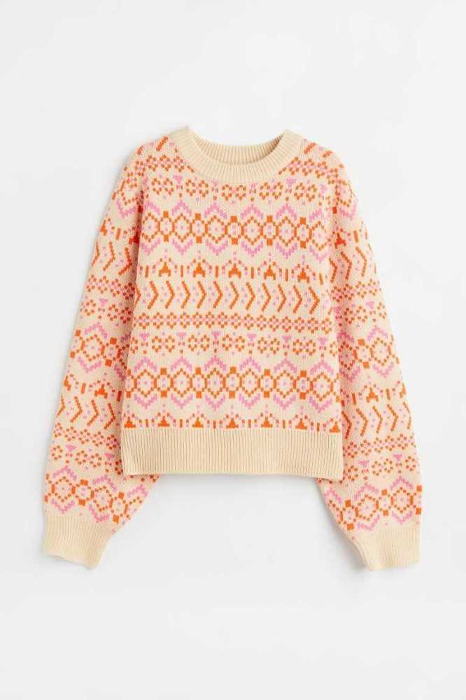 H&M Jacquard-knit Pullover Damen Rosa | 5423-KHARE