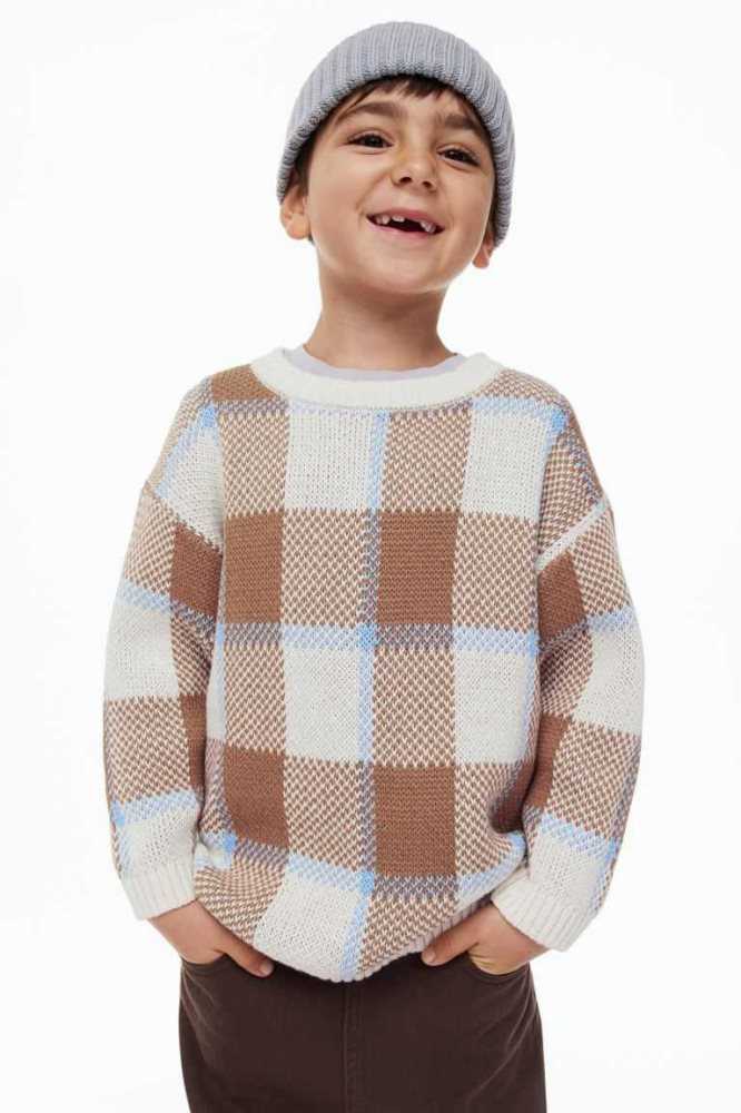 H&M Jacquard-knit Pullover Kinder Braun | 8301-NLOTI