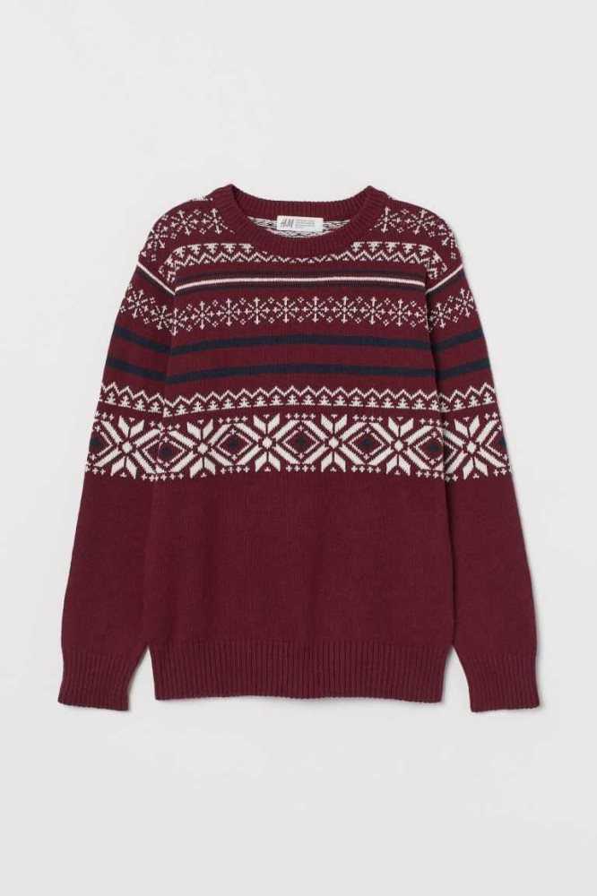 H&M Jacquard-knit Pullover Kinder Dunkelblau | 6328-NTUAO