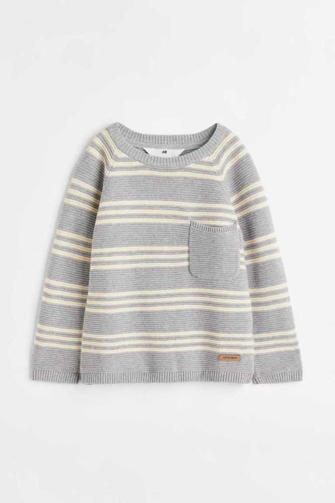 H&M Jacquard-knit Pullover Kinder Hellgrau | 7495-XRGSD