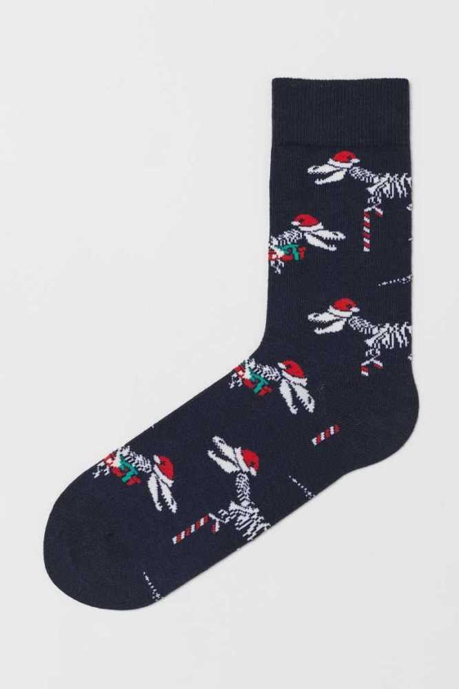 H&M Jacquard-knit Socken Herren Dunkelgrün | 7820-BYHEI