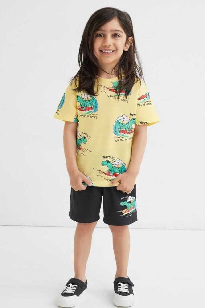 H&M Jersey Kurze Hose Kinder Hellgrün | 1035-FKWYX