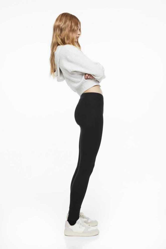 H&M Jersey Leggings Hose Damen Schwarz | 2170-BRMNP