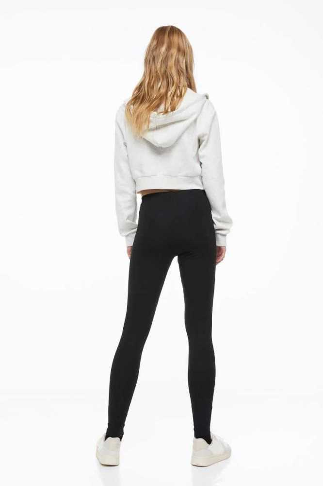 H&M Jersey Leggings Hose Damen Schwarz | 2170-BRMNP